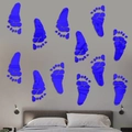 Pegatinas de pared de espejo acrílico azul con forma de huella para cuarto, set de 12 - Huella Azul (JM508)