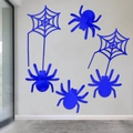 Blue mirror acrylic Halloween spider and web wall stickers with reflective finish - Blue