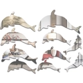 Juego de 10 pegatinas de pared espejo de delfines plateados para decoración del hogar y bricolaje - Estilo Delfín (XN199) / Plateado