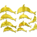 Juego de 10 pegatinas de pared de delfines en acrílico dorado con efecto de espejo - Estilo Delfín (XN199) / Dorado