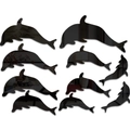 Set de 10 pegatinas de pared de espejo con forma de delfín en acrílico reflectante - Estilo Delfín (XN199) / Negro