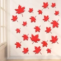 Set de pegatinas de espejo acrílico de hoja de arce roja 3D para decoración de pared casa - Rojo