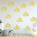 Lot de 12 stickers muraux couronne en acrylique jaune miroir pour chambre d enfant - Doré