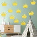 Lot de 12 stickers muraux miroir couronne dorée pour déco chambre enfant en acrylique - Parure Motif Couronne / Doré