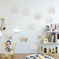 Lot de 12 stickers muraux couronnes miroir pour chambre d'enfant avec finition réfléchissante - Parure Motif Couronne / Argenté