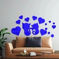Adesivi murali 3D specchio acrilico blu reale gatto e cuore per decoro casa - Gatto Cuore (XN201) / Blu