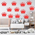 Lot de 11 autocollants muraux miroir couronne rouge pour chambre d'enfant et crèche - Parure Motif Couronne / Rouge