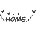 Minimalist HOME mirror wall stickers set with butterflies and hearts in graphite grey - Black
