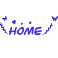 Detalle de pegatinas de pared 3D espejo azul con letras HOME y motivos de mariposas - Azul