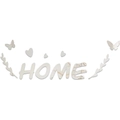 Pegatinas de pared espejo 3D con letras HOME, corazones, mariposas y diseño de hojas - Plateado