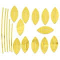 Set di 12 adesivi da parete a specchio in acrilico giallo a forma di foglie decorative - Oro