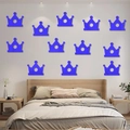Set de 12 pegatinas de pared corona de acrílico espejo azul marino para cuarto - Azul