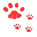 Red acrylic footprint mirror stickers for kids room decor in a vibrant 4-piece set - Red