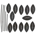 Set di adesivi murali a foglia in acrilico nero specchiato per decorazioni pareti - Nero
