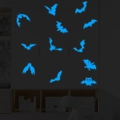 Leuchtende blaue Fledermaus-Wandtattoos Set mit 11 Teilen für Halloween-Dekorationen - Blau