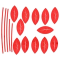 Red acrylic leaf mirror wall stickers with vein details for living room decor - Red