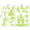 Leuchtende Halloween Wandtattoo mit Fledermaus und Kürbis für kreative Kinderzimmer Deko - Zwei Bögen / Schloss Fledermaus (YG511)