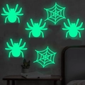 Stickers muraux Halloween phosphorescents araignée et toile brillant vert dans une chambre - Vert Lumineux (Lumière Verte)