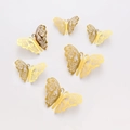 Adesivi murali farfalla 3D oro metallizzato con intricati motivi floreali intagliati - Stile F / Oro