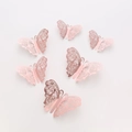 Set di 6 adesivi murali farfalla 3D oro rosa con intricati motivi intagliati al laser - Stile F / Oro rosa