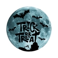 Luminous Halloween wall decal featuring a cyan moon with bats and Trick or Treat text - Halloween Tombstone