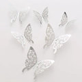 3D silver butterfly wall stickers with hollow floral patterns for room decoration - Style G / Silver