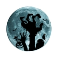 Luminous Halloween wall sticker featuring zombie hands and blue moon silhouette - Halloween Fingers