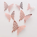3D rose gold hollow butterfly wall stickers with intricate laser-cut floral patterns - Style G / Rose Gold