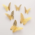 Golden 3D hollow butterfly wall stickers with mirror effect for artistic home decoration - Style H / Gold