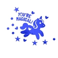 Pegatinas de pared de espejo acrílico azul con unicornio y estrellas para niños - Azul