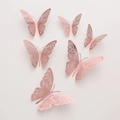 3D hollow butterfly wall stickers in rose gold finish for home decor set of 6 - Style H / Rose Gold