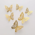 6-piece set of gold 3D hollow butterfly wall stickers with metallic finish decorations - Style I / Gold