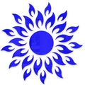 Adesivo murale specchio girasole blu in acrilico con texture a fiamma casa - Blu