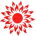 Dettaglio dell'adesivo murale a specchio in acrilico girasole rosso con riflesso 3D - Rosso