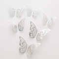Bright silver 3D hollow butterfly wall stickers with intricate vine patterns in 5-piece set - Style J / Silver