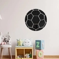 Détail d'autocollant mural miroir football avec hexagones en acrylique noir sur mur blanc - Football Noir-XN208
