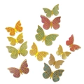 Set of 11 colorful 3D hollow butterfly wall stickers with metallic texture for home decor - Gold
