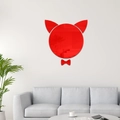 Kreatives rotes Katzen-Spiegel-Wandtattoo-Set für moderne Wohn- und Kinderzimmerdeko - Rot