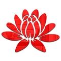 Détail du sticker mural lotus rouge en acrylique avec reflet miroir 3D et fini brillant - Rouge