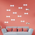 Set de 13 pegatinas de pared con espejo en forma de lazo de acrílico plateado decorativo - Plateado