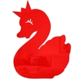 Close-up of red swan acrylic mirror sticker with crown detail for wall decoration - Red