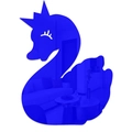 Detalle de pegatina de espejo acrílico de cisne azul real con diseño de corona y pestañas - Azul