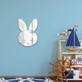 Pegatina de espejo de pared de conejo para habitación infantil y decoración moderna - Plateado