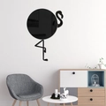 Minimalist flamingo mirror wall sticker in black acrylic for modern living room decor - Black