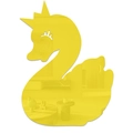 Pegatina de pared de espejo acrílico de cisne amarillo creativo con corona decorativa - Dorado