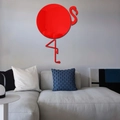 Sticker mural flamant rose rouge moderne en acrylique pour décoration de salon - Rouge