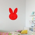 Espejo de pared con forma de conejo rojo para cuarto de niños, acrílico impermeable - Rojo