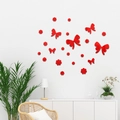 Adesivi murali 3D in acrilico rosso con farfalle e fiori per la decorazione della casa - Rosso