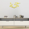Pegatinas de Pared DIY de Espejo de Acrílico Dorado de Ciervo con Flores para Sala Moderna - Dorado