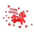 Set de pegatinas de espejo acrílico rojo con unicornio y estrellas para niños - Rojo